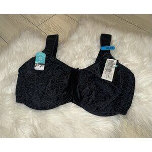 Bali 3562 Satin Tracings Minimizer Bra Scroll Print UW Womens 38DDD Black New